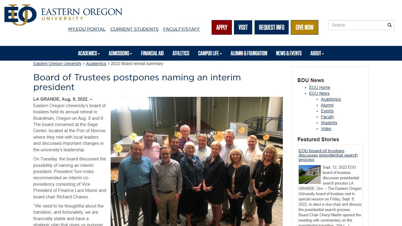 2022 Board retreat summary | Eastern Oregon University